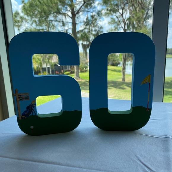 60th Golf Birthday Decor, Golf Themed 60 Birthday Numbers, Golf Party Decor - Picture 8 of 9